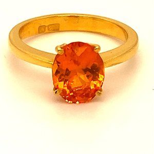 Mandarin Spessartine 3.10ct Solid 22K Gold Ring